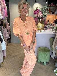 Linnen broek Peach Straight leg