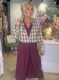 Burgunderfarbenes Flanell-Karo-Blouson/-Jäckchen