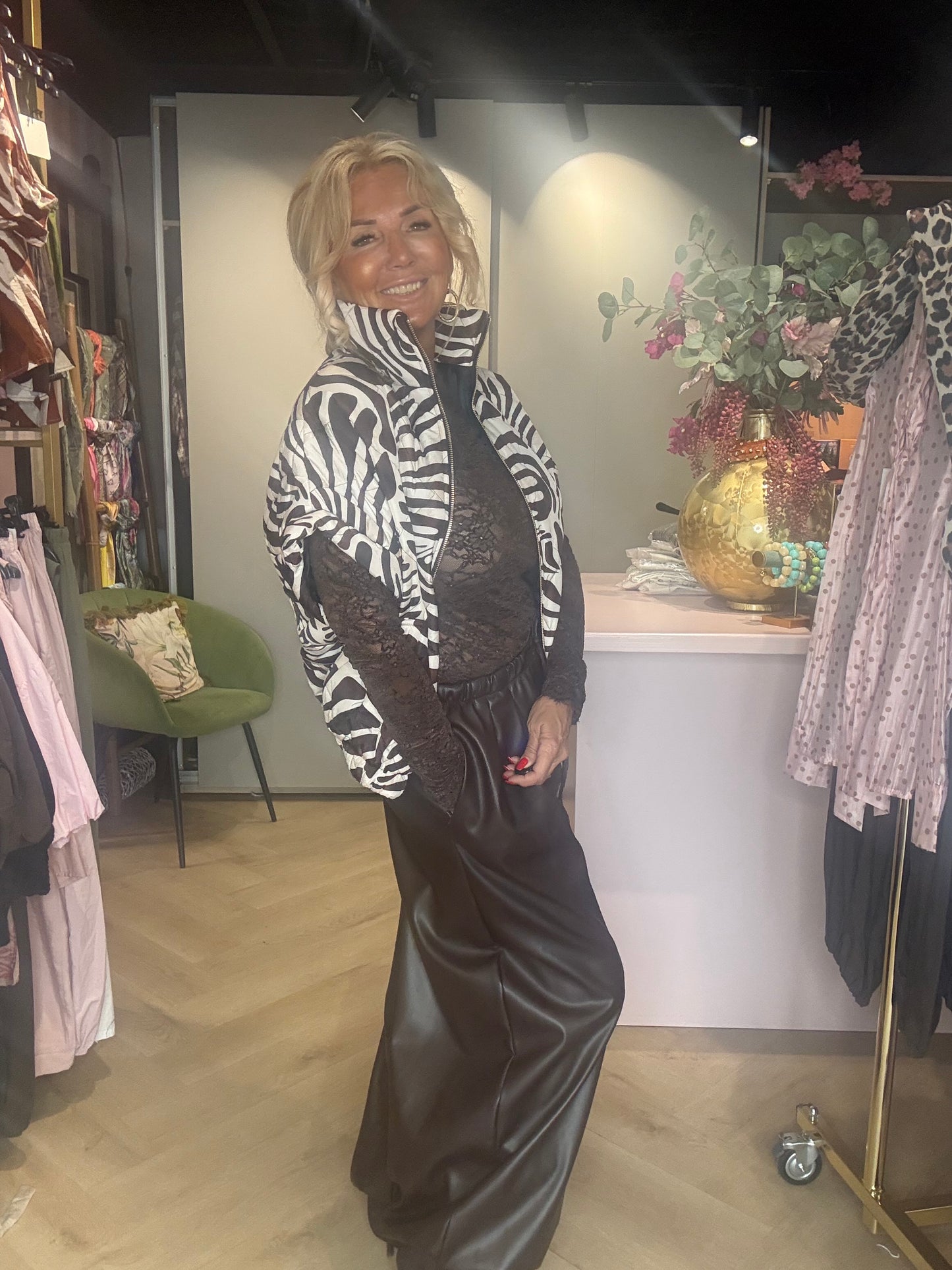 Bodywarmer zebra print Bruin
