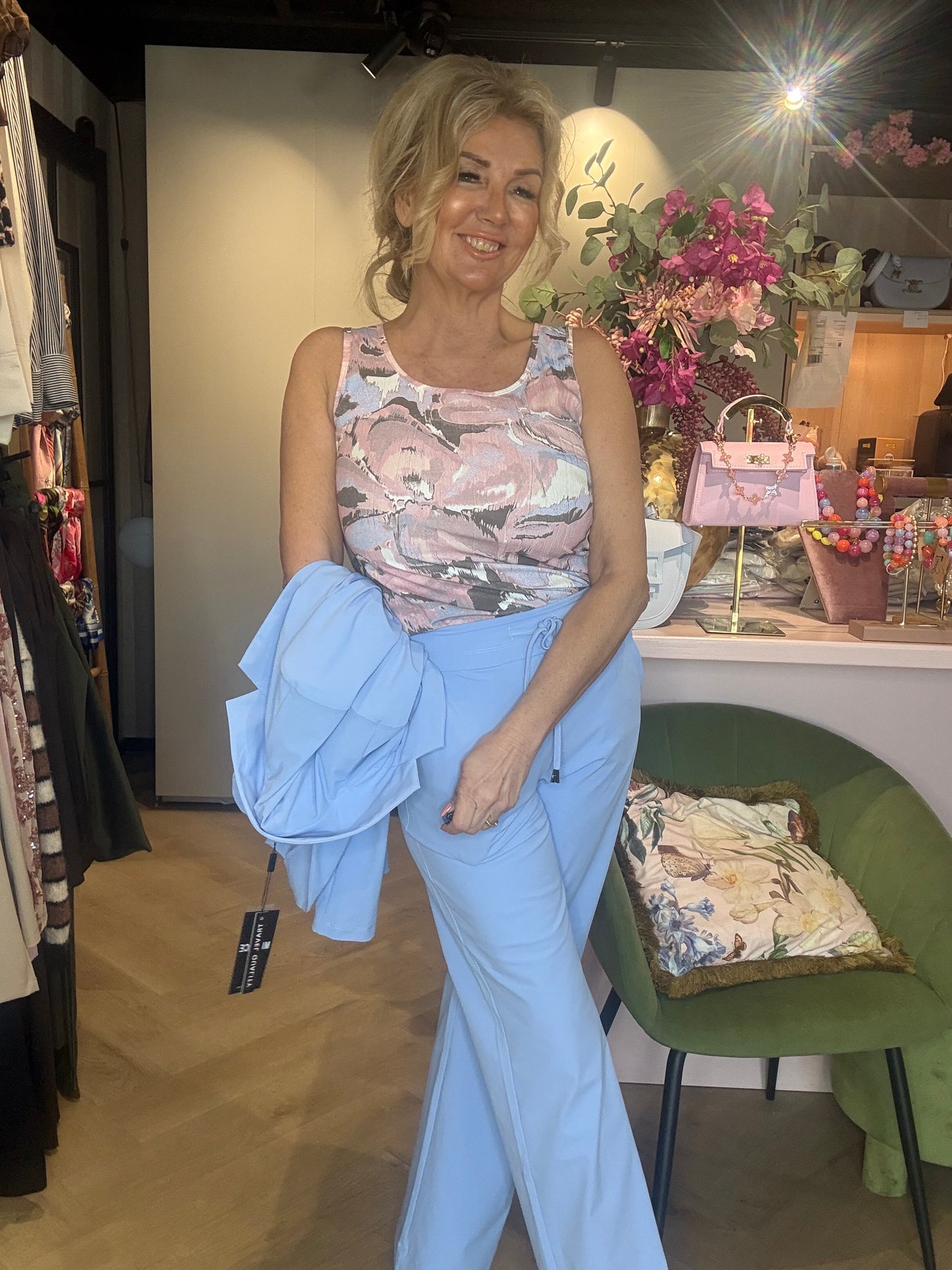 Mi Piace Singlet Wild Flower Print Lavender Blue MP202027WFPT