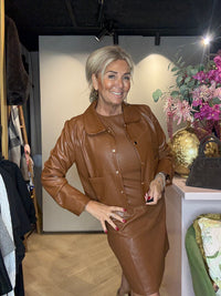 Leren Dress Jill  Leatherlook Cognac