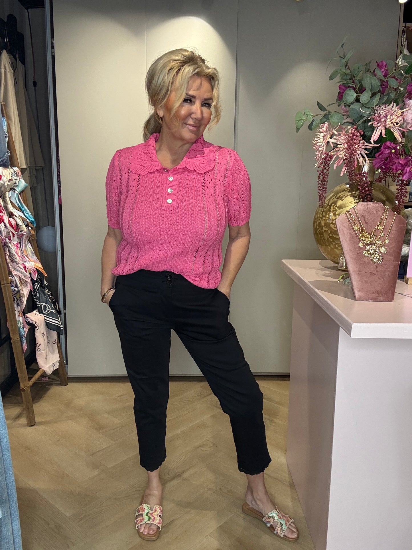 Polo truitje gehaakt katoen Rose