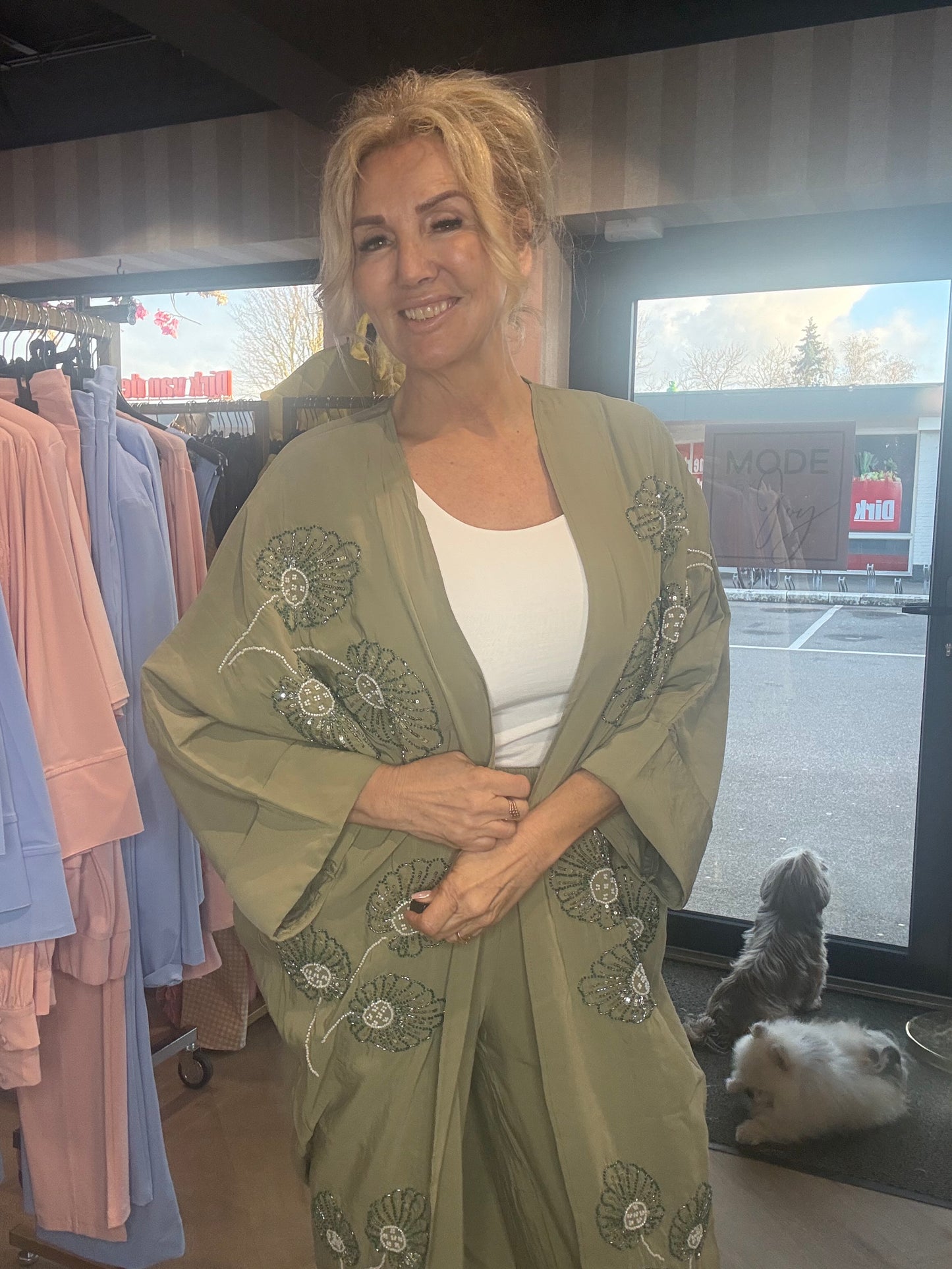 2-delt boho sæt armygrøn