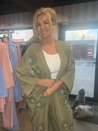 2-delt boho sæt armygrøn