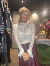 Lace top beige stretch Trompet mouw