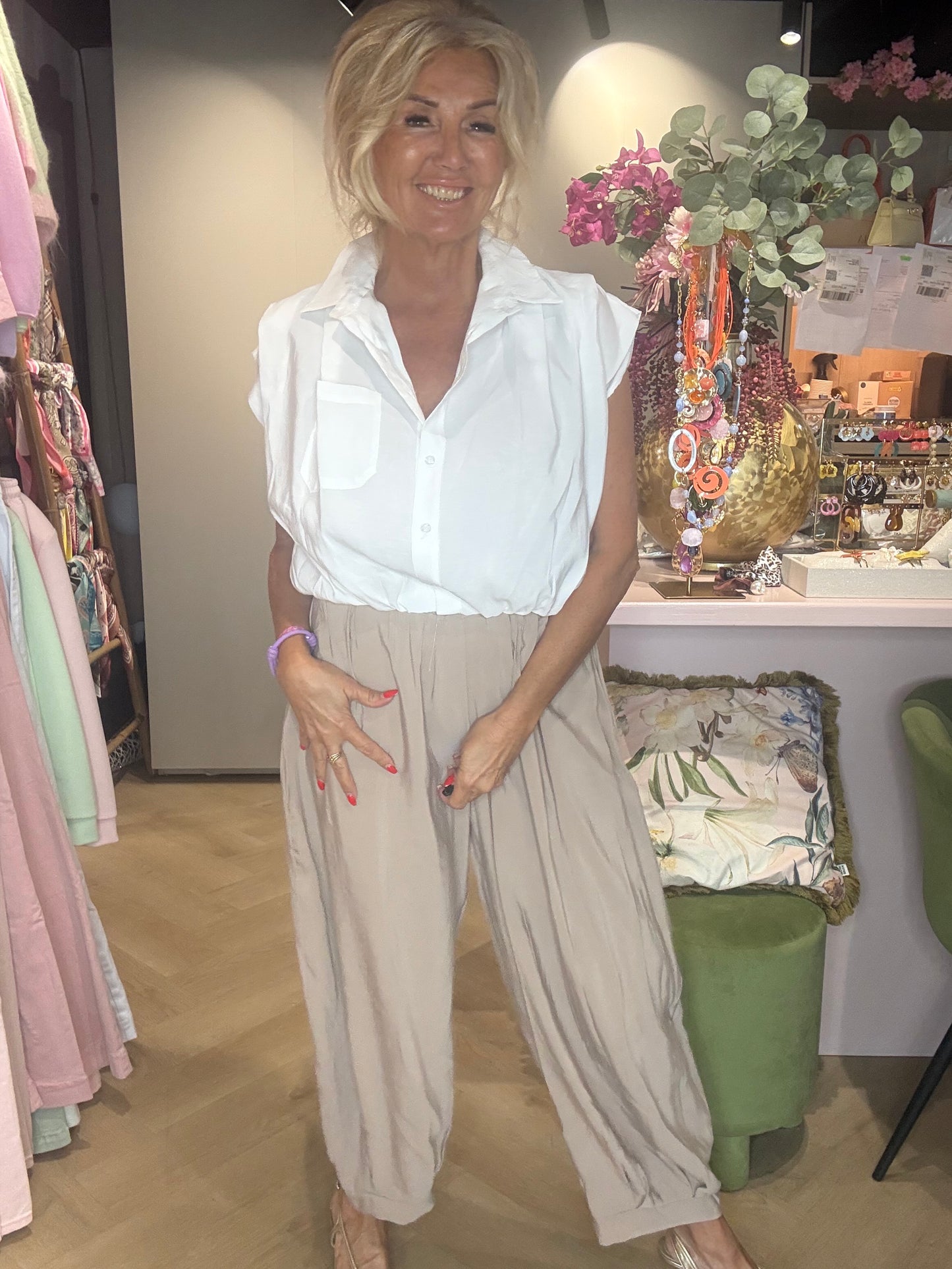 Ballonbluse hvid