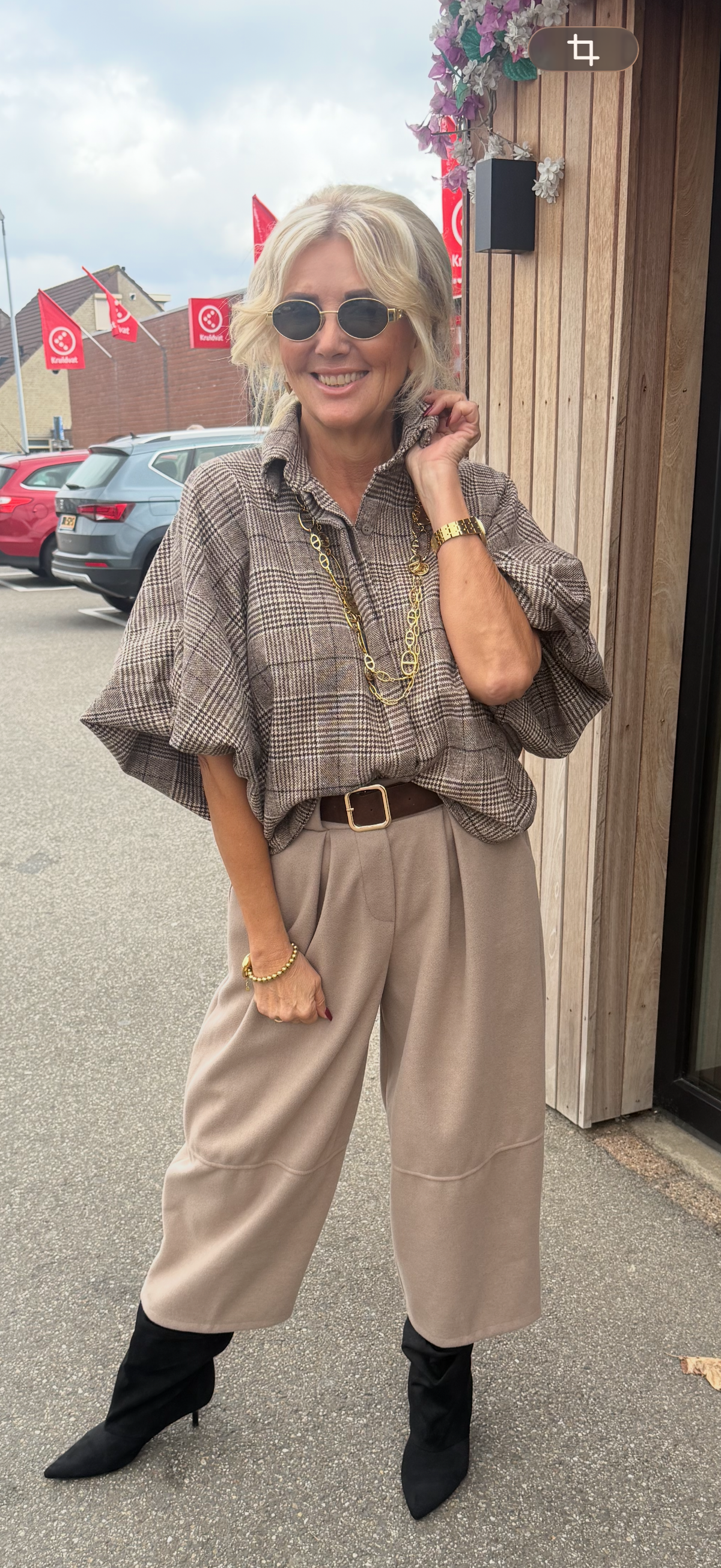 Blouse Jenny Ruit Bruin