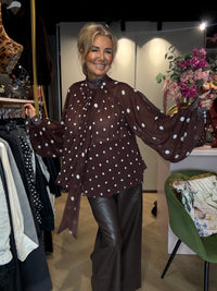 Bloes Voille Bruin Polkadot