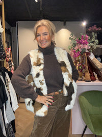 Bodywarmer fake Furr koeien 🐄 vlekjes Bruin