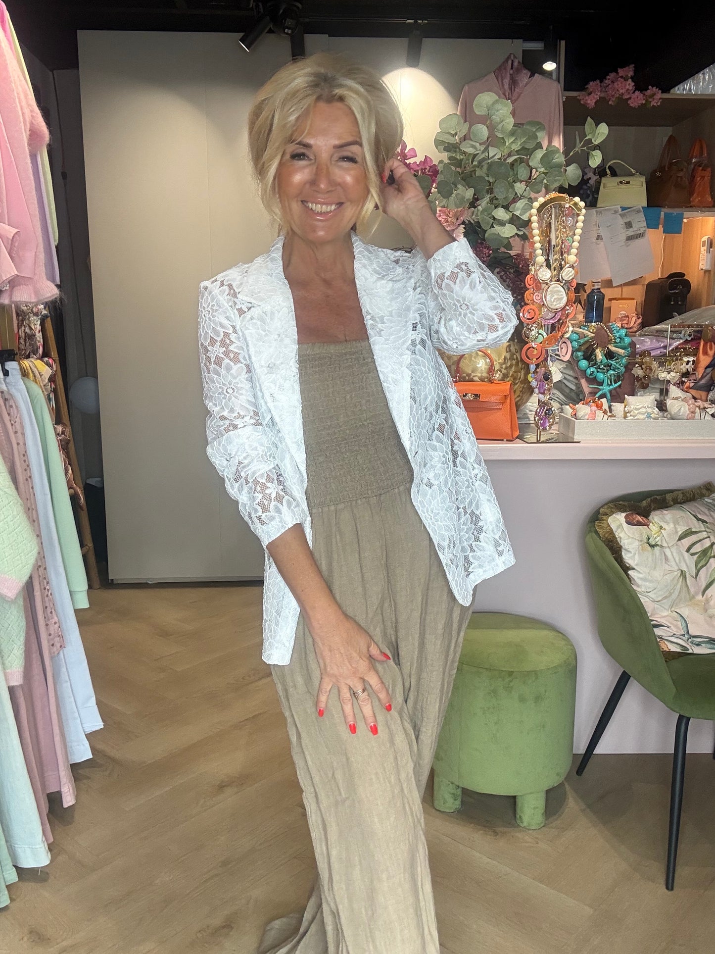Stropfri jumpsuit camel