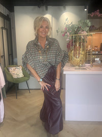 Bluse Emma olivengrøn ternet