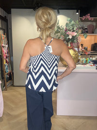 Navy blue zigzag top