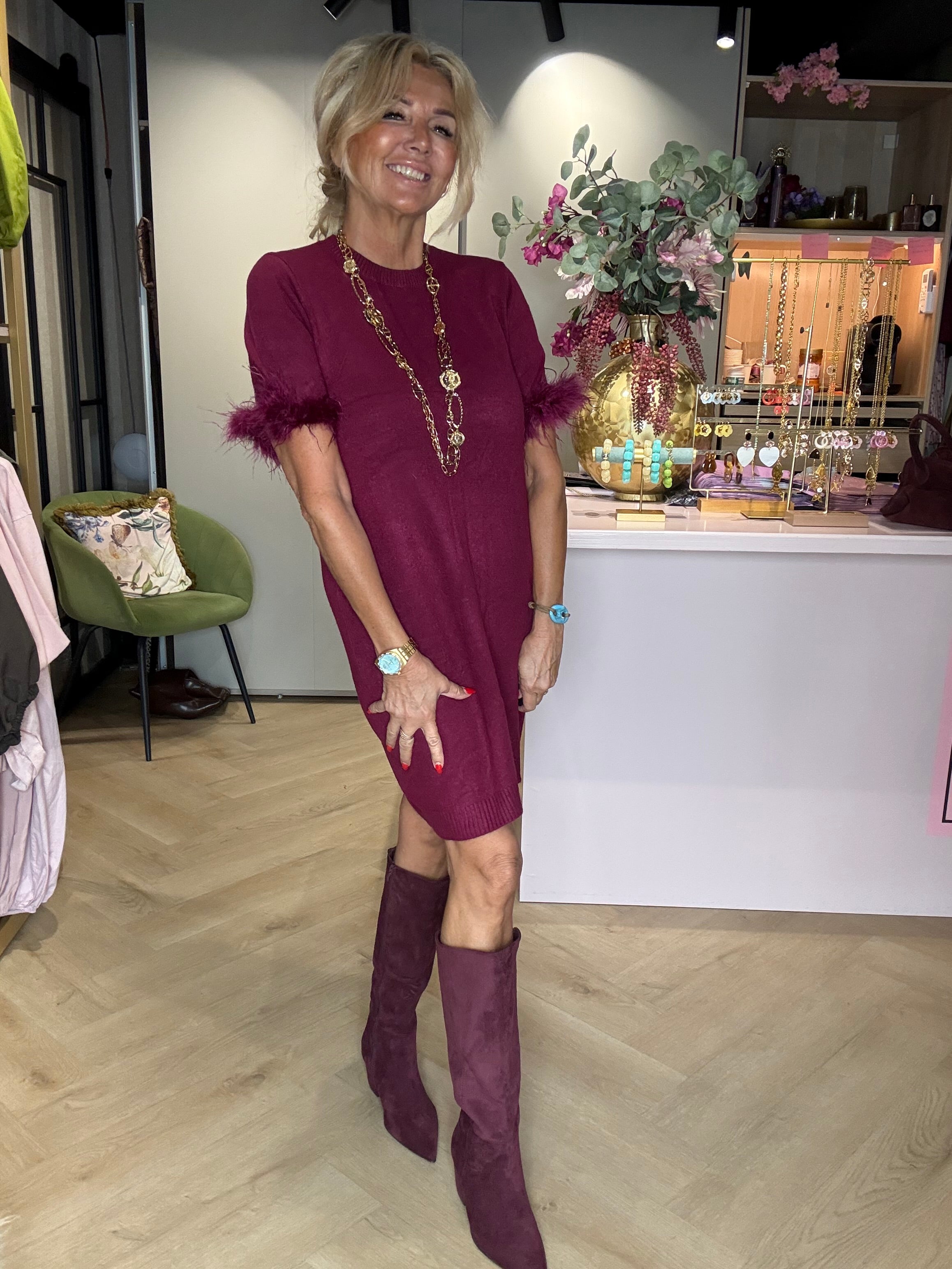Kjole Veer Burgundy Framboos