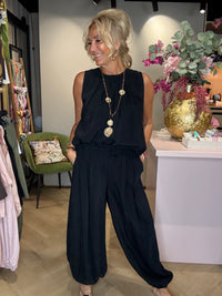 Blouse Plooi Mouwloos Zwart