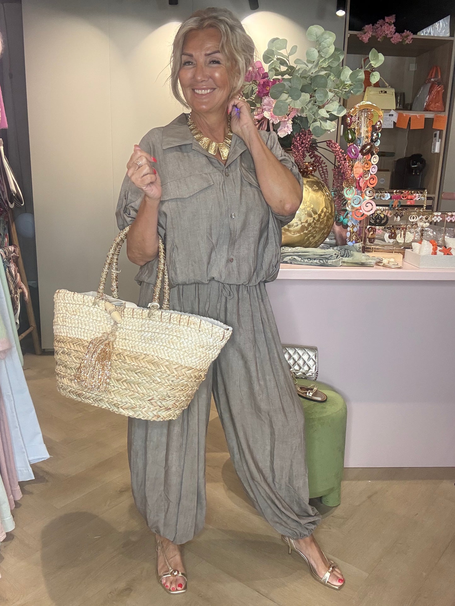 Blouse ballon taupe