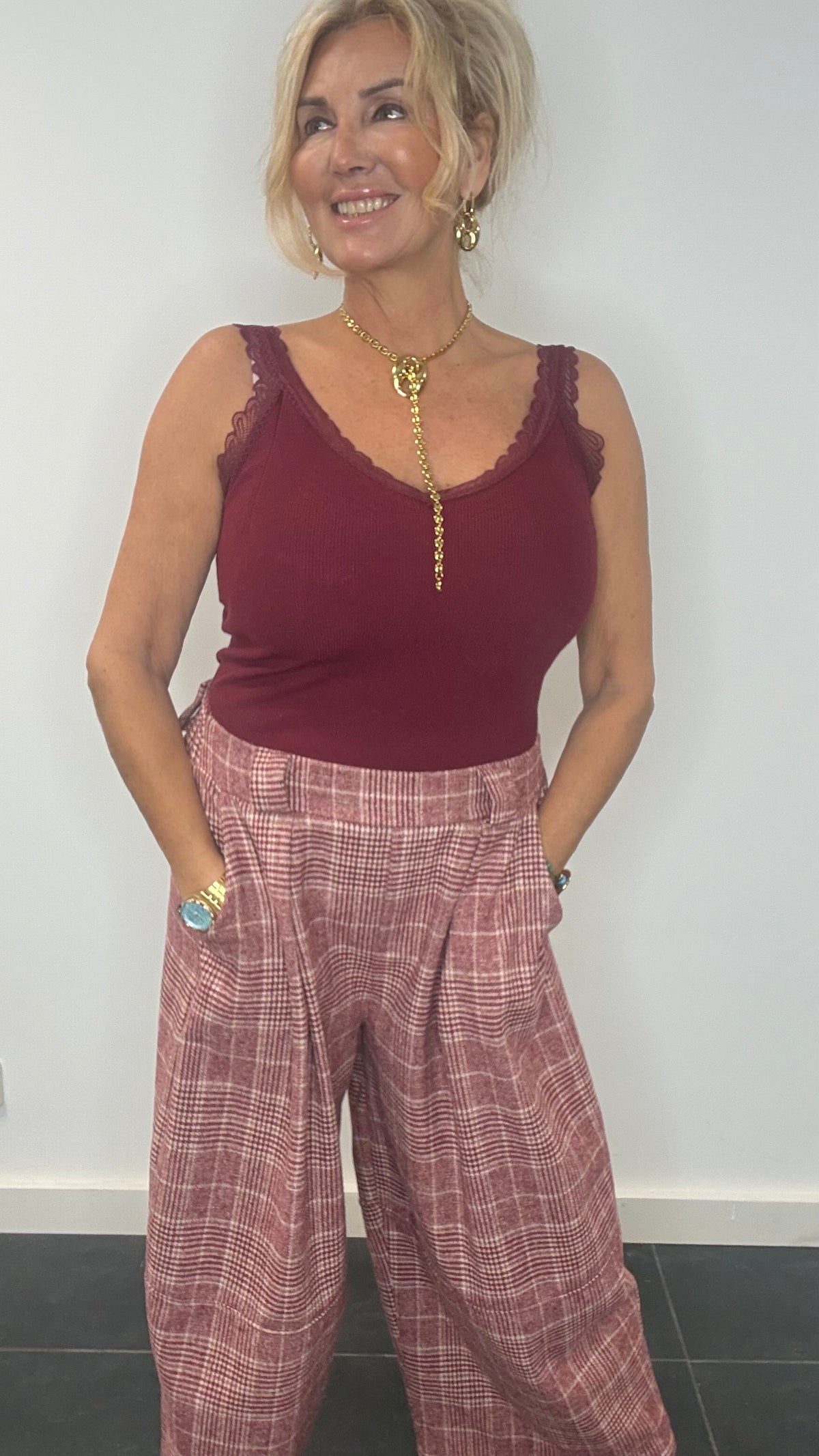 Burgundy knitwear top