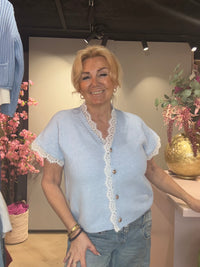 Vest korte mouw & Kant details Zacht Blauw
