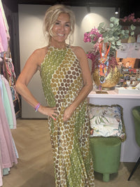 Kleid mit Trägern Grün glänzend