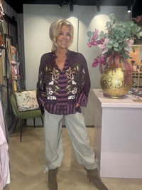 Pantalon Jiss vert sauge et beige