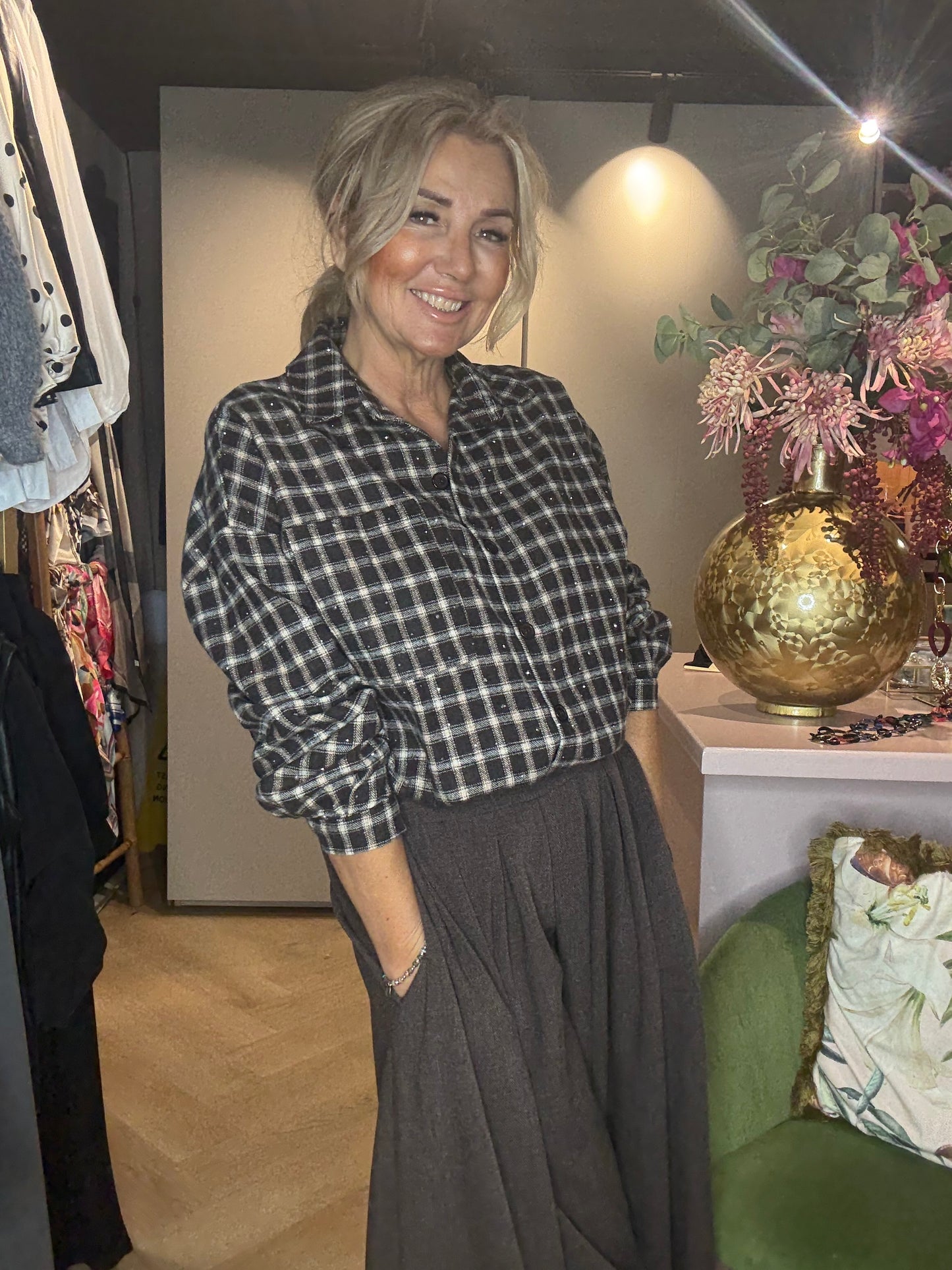 Blouse Geruit Flanel Strass ✨