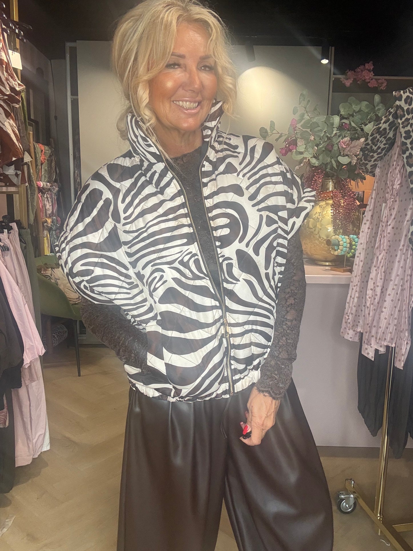 Bodywarmer zebra print Bruin