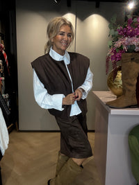 Gilet Suedine Look Bruin