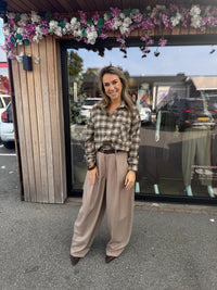 Blouse ruit bruin beige Bomber model Annie