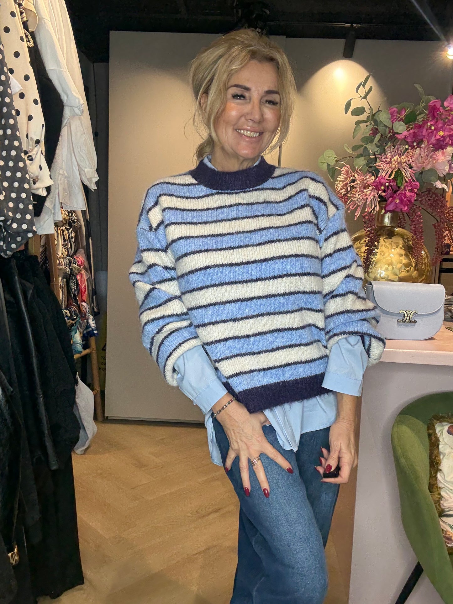 Trui streep licht Blauw