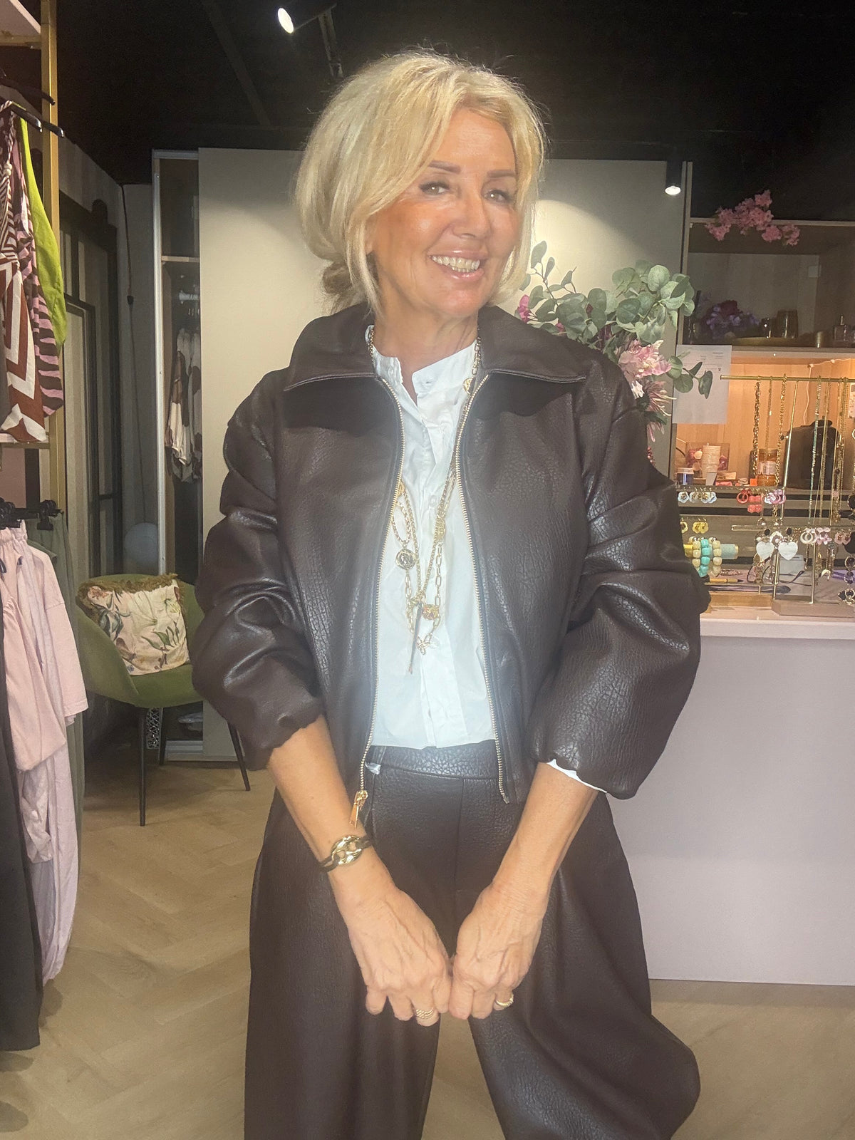 Jasje ballon model Puh bubbeltjes Leatherlook Bruin