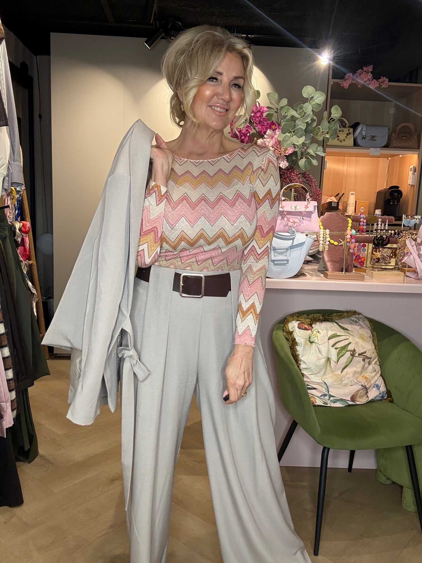 Zigzag Top Missoni Style Roze Oranje