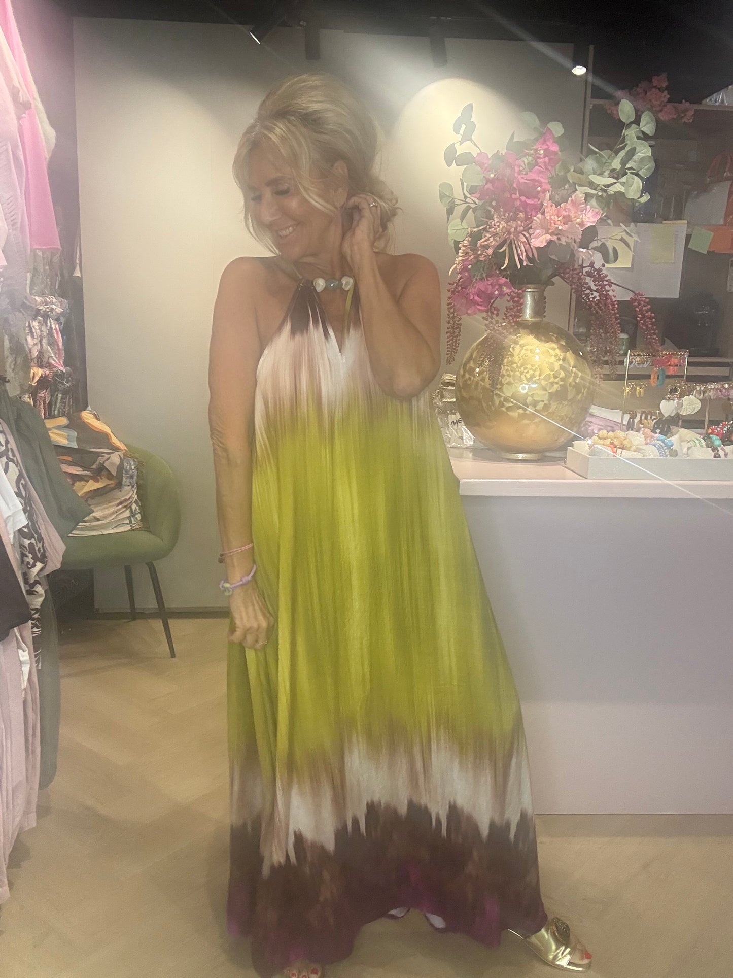 Kleid tay- Färben braun pistazie