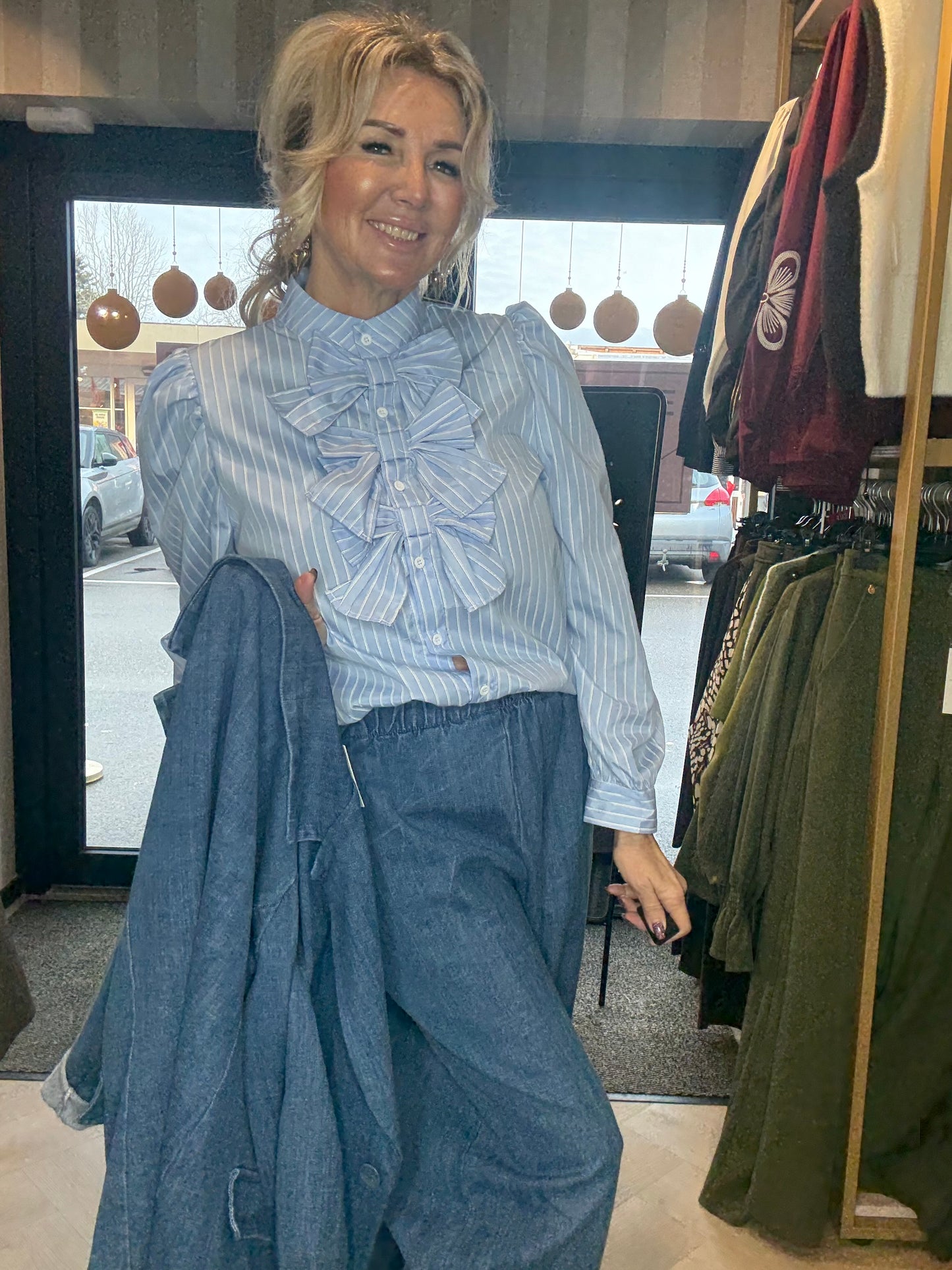 Bluse Triple Sløjfer Stribet