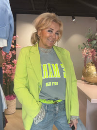 Sweater met Fluor Gele opdruk Le Marais Grijs