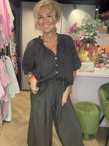 Blouse linnen choco