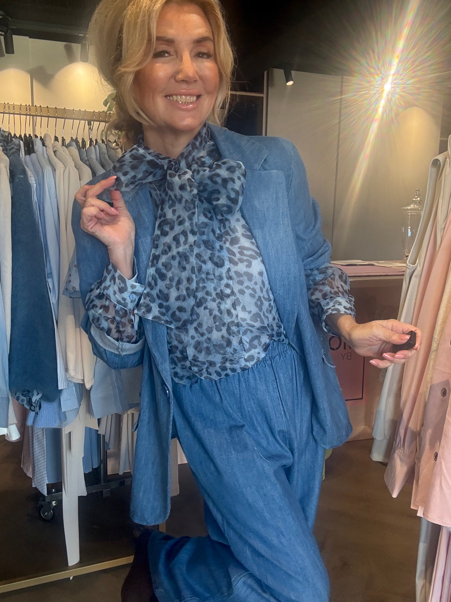 Panther Blouse Voile Blauw