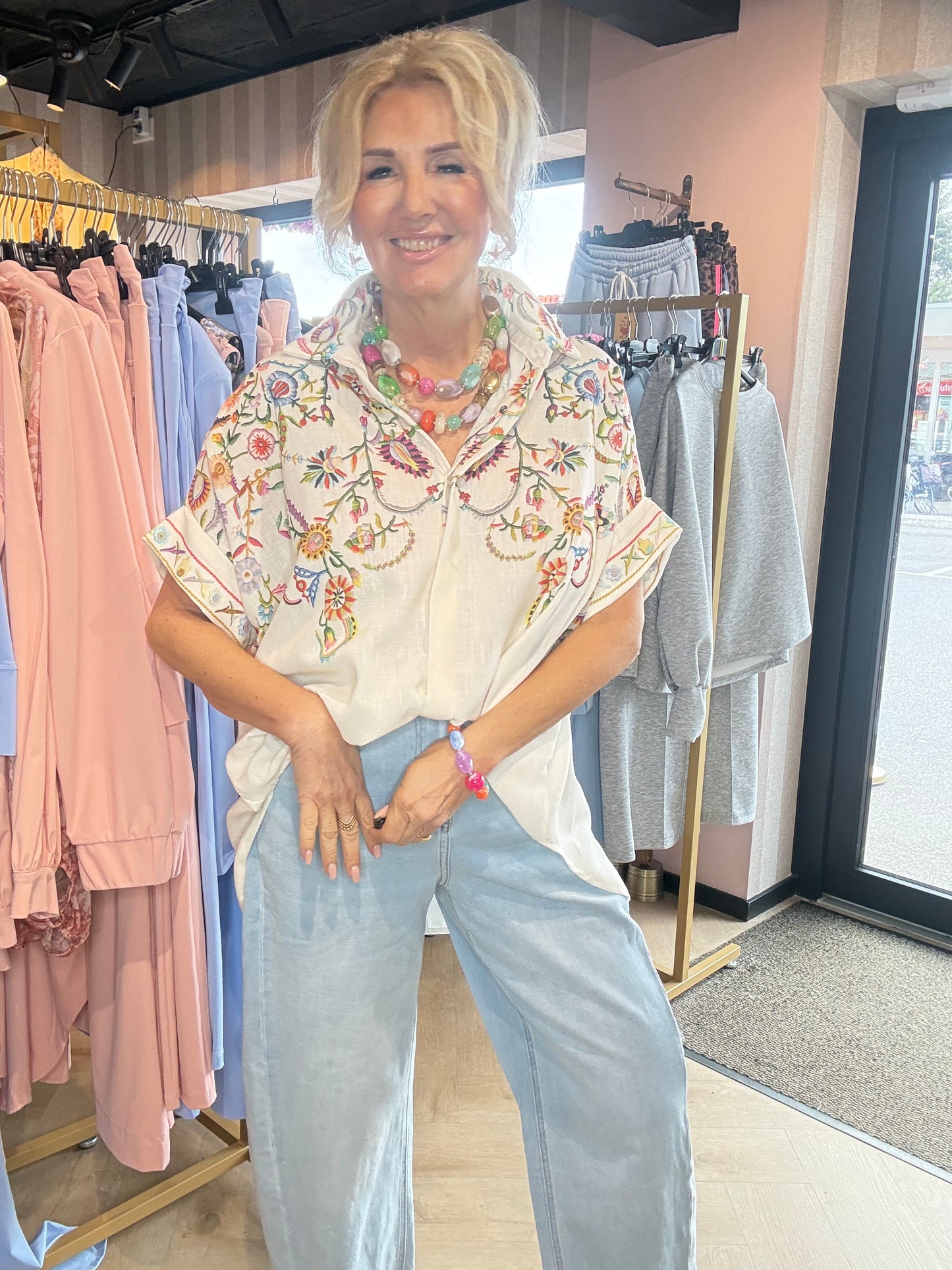 Blusa Sueño Floral Ecru