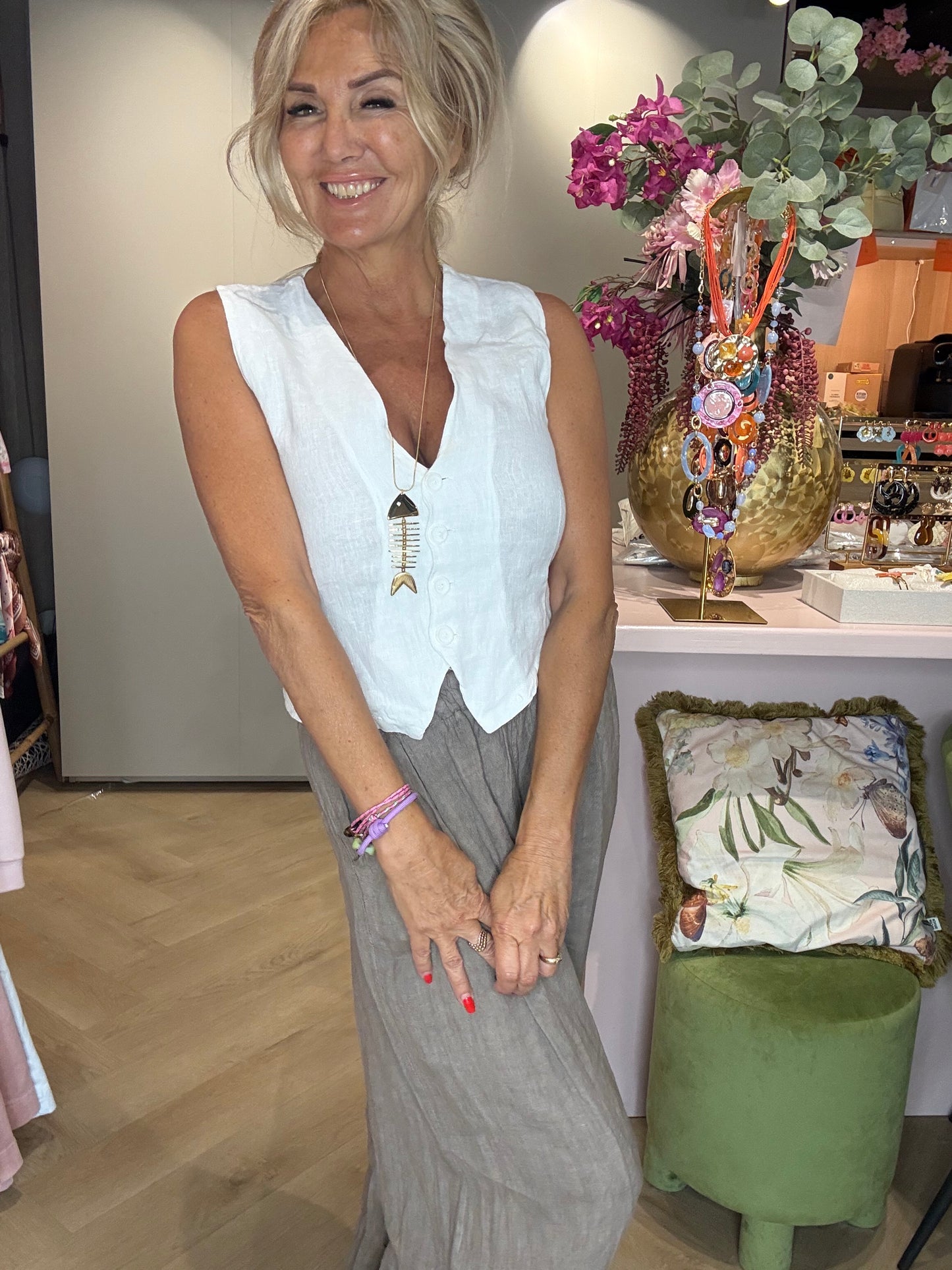 Gilet blanc en lin