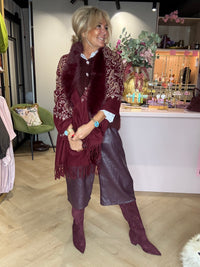 Shawl Burgundy fake fur