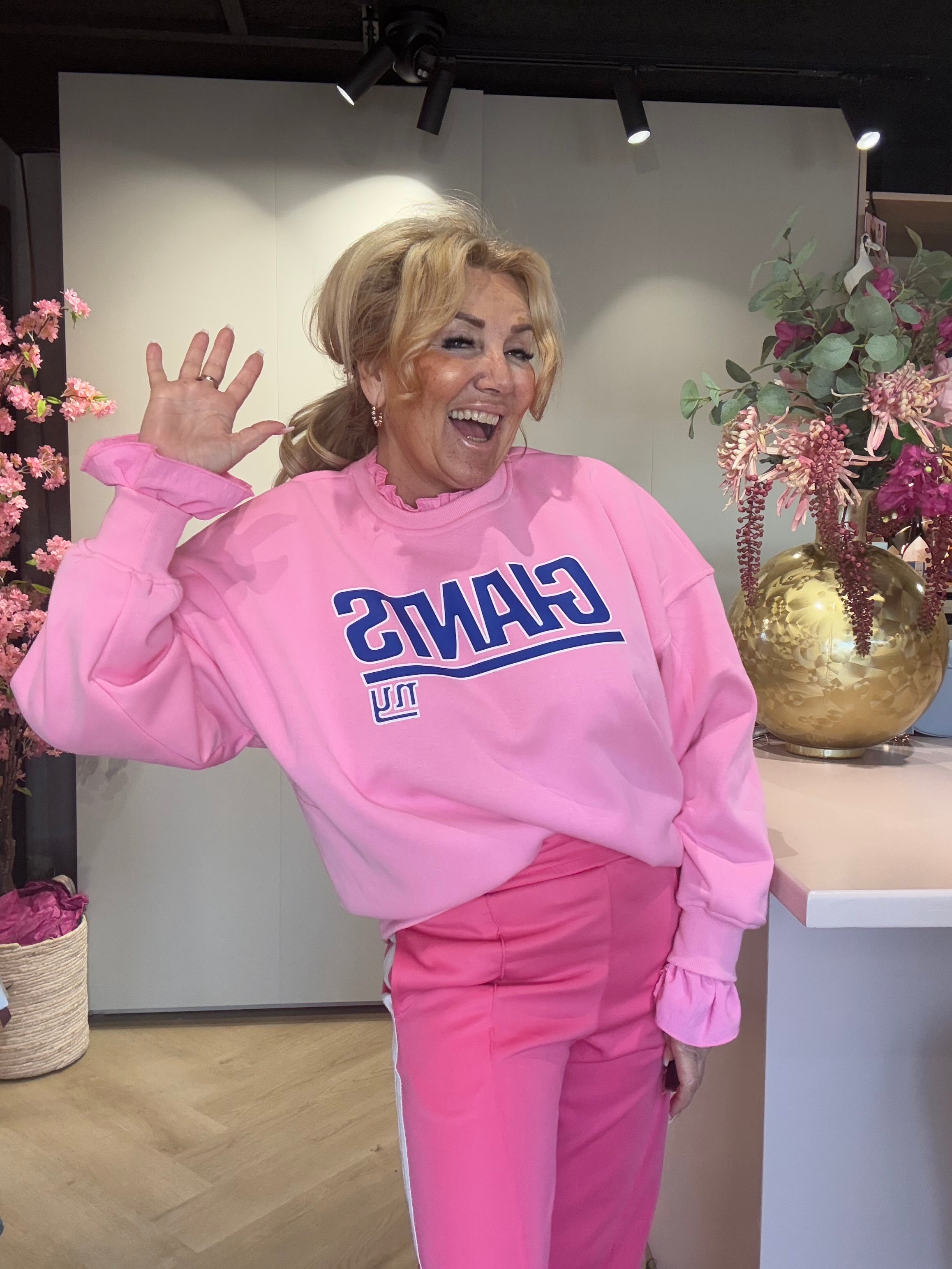 Jogpants streep fuchsia