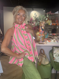 Haut à nouer style halter matcha