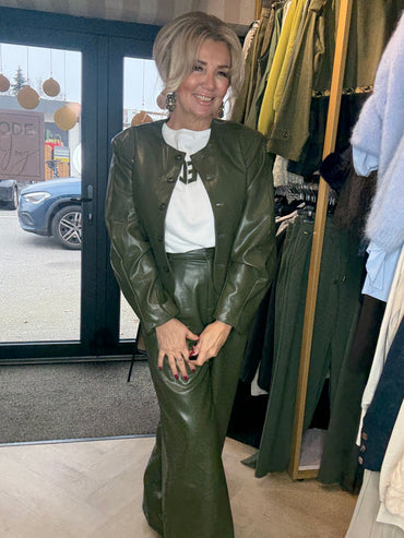 Broek Leatherlook Groen 👌