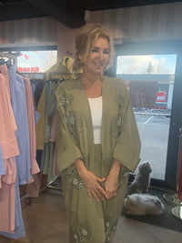 2-delt boho sæt armygrøn