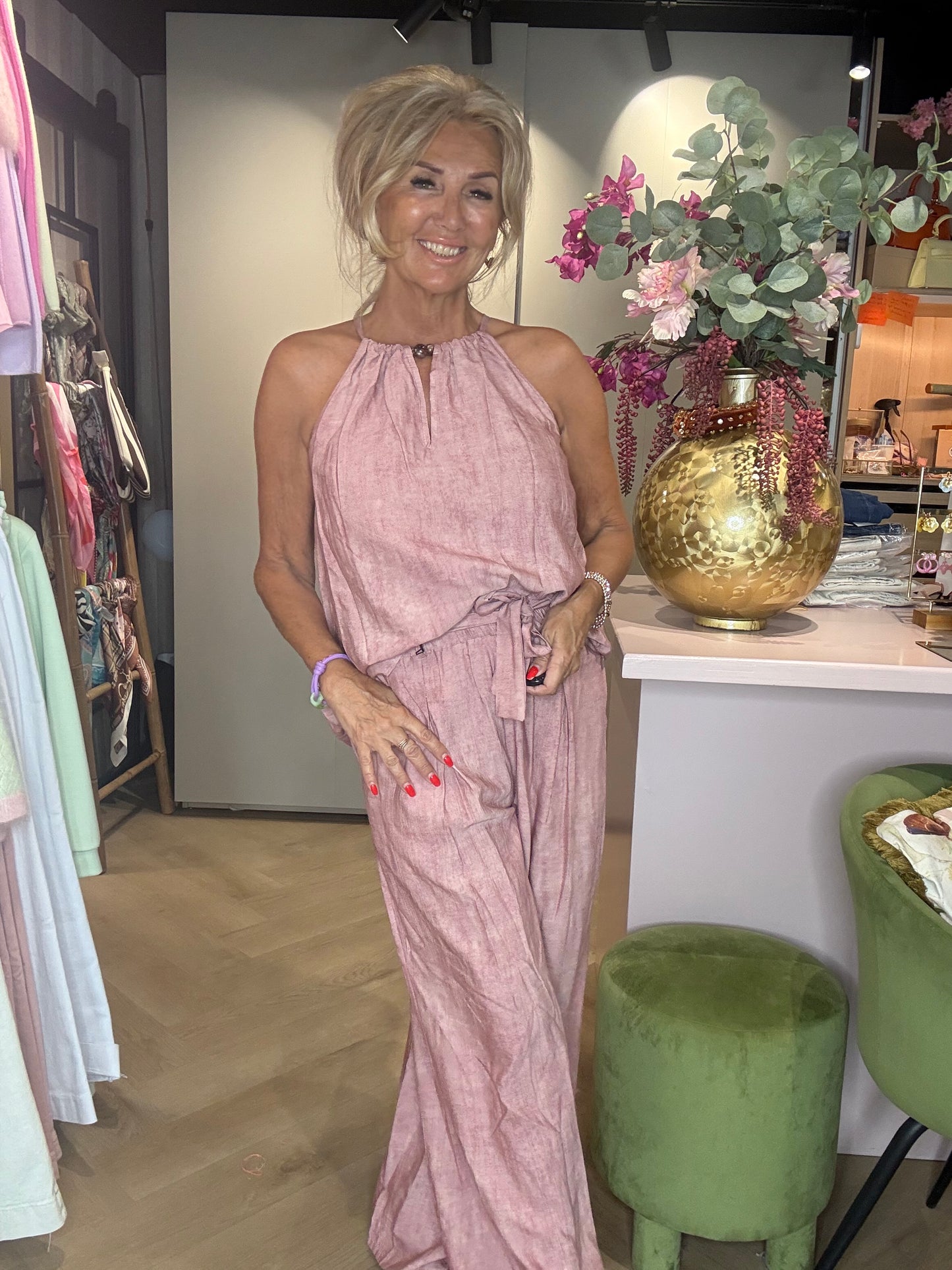 2 Delige set Rose linnen look