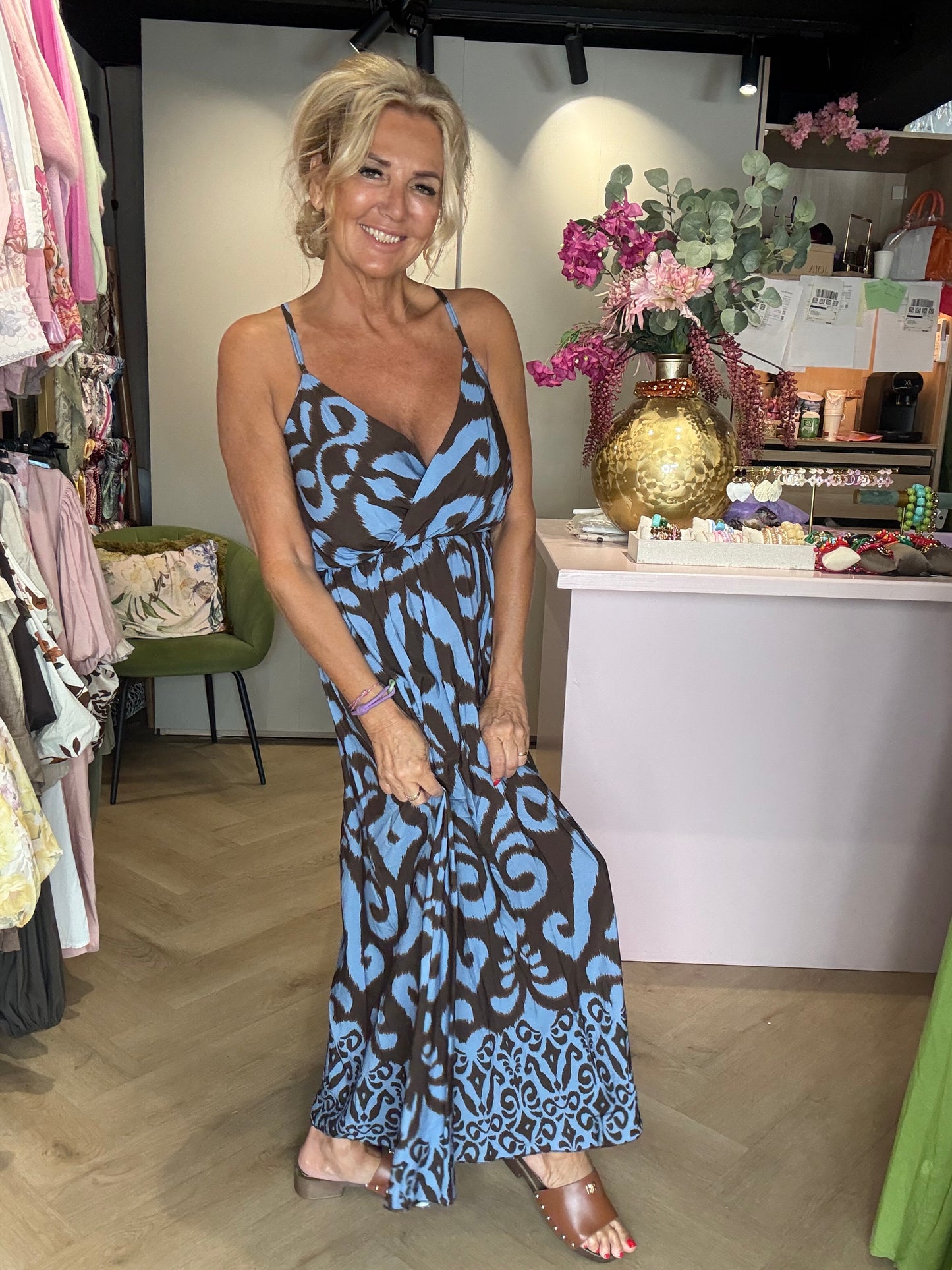 Jurk Oman Blauw Bruin