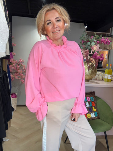 Blouse met roesel Roze