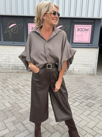 Bluse Emma pepita-rutete brun