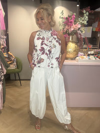 Halter top Flower kersen rood