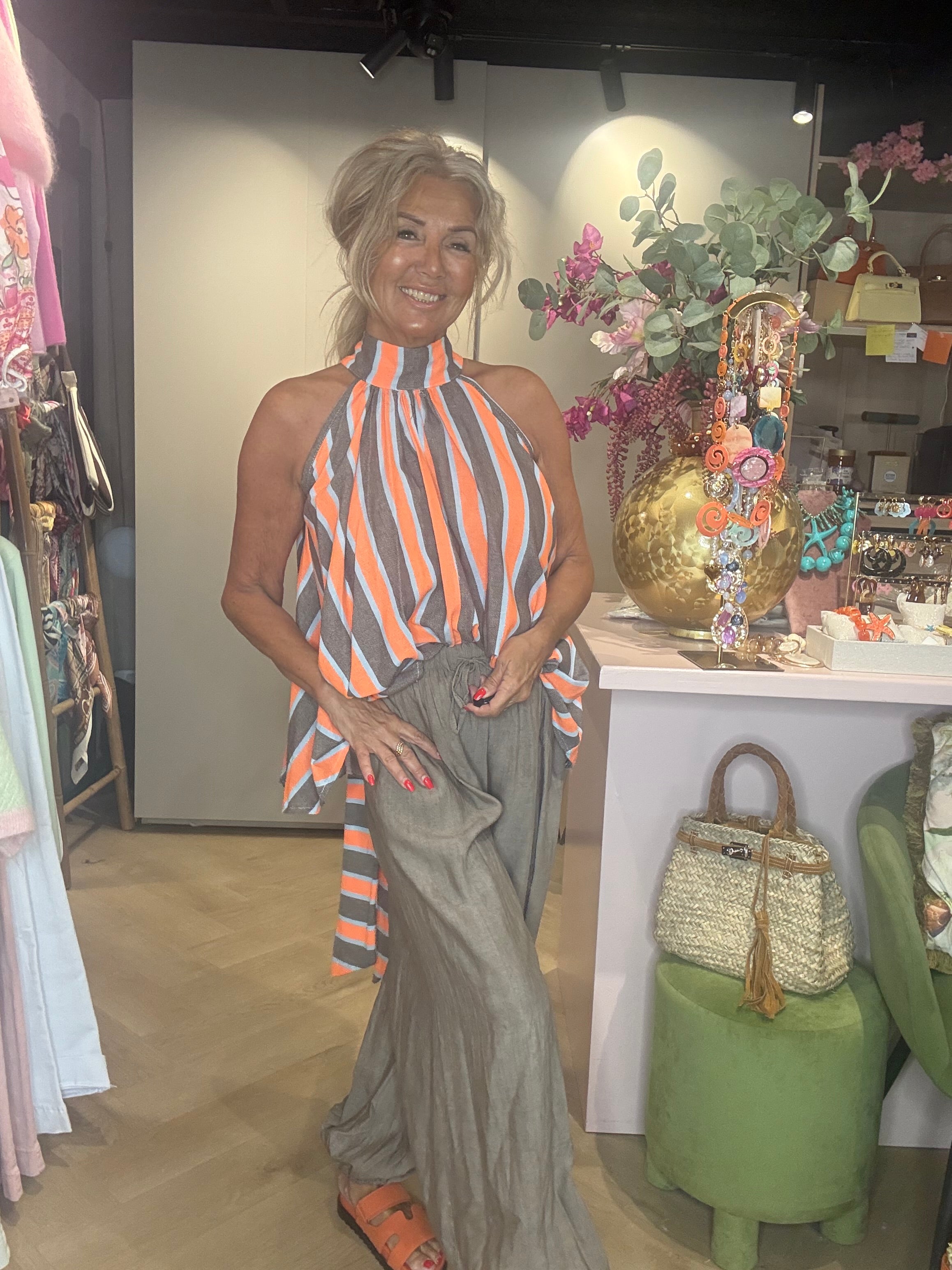Broek harem Taupe Linnen