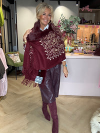 Shawl Burgundy fake fur