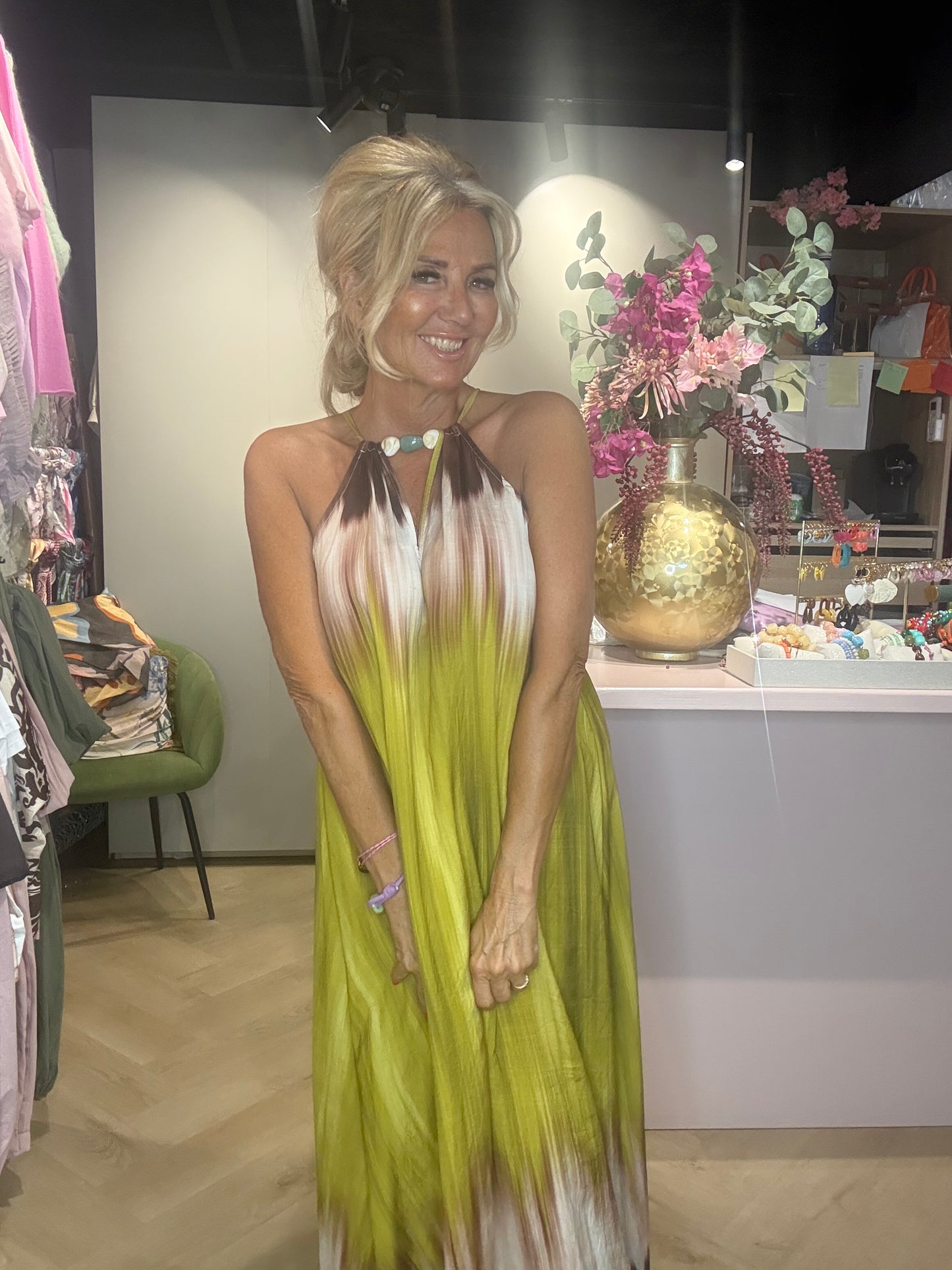 Kleid tay- Färben braun pistazie